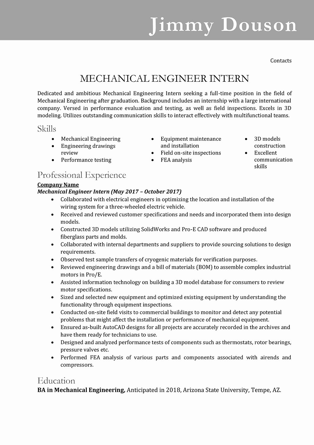 Mechanical Engineer Resume Sample Unique Mechanical Engineer Resume Samples and Writing Guide