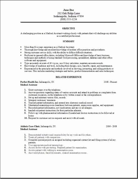 Medical assistant Resume Template Awesome Medical assistant Resume Occupational Examples Samples