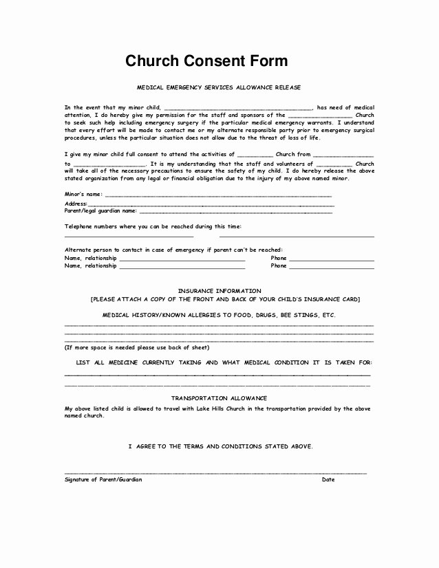 Medical Consent form Template Beautiful Medical Emergency Consent
