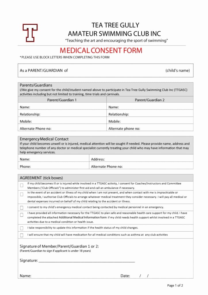 Medical Consent form Template Best Of 45 Medical Consent forms Free Printable Templates