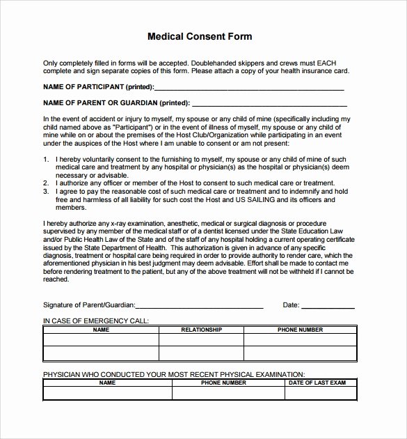 Medical Consent form Template Best Of Sample Medical Consent form 13 Free Documents In Pdf