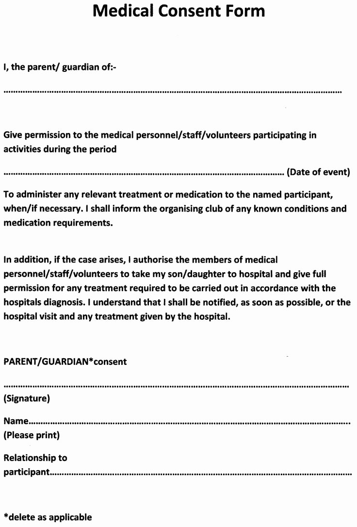 Medical Consent form Template Inspirational 10 Best Sample forms Images On Pinterest