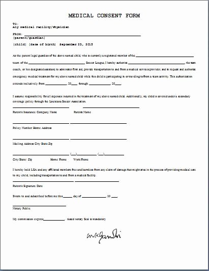 Medical Consent form Template Lovely Medical Consent form Daily Medical forms