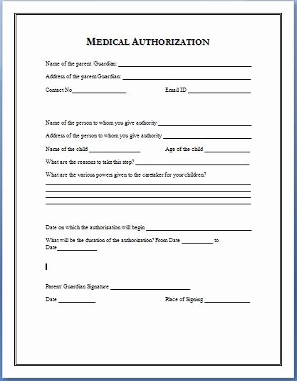 Medical Consent form Template New Sample Medical Authorization form Templates