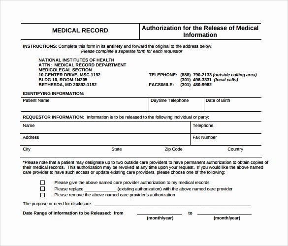 Medical Record Release form Awesome Medical Records Release form 10 Free Samples Examples