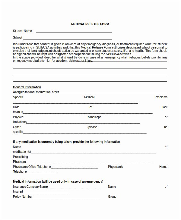 Medical Record Release form Awesome Medical Release form