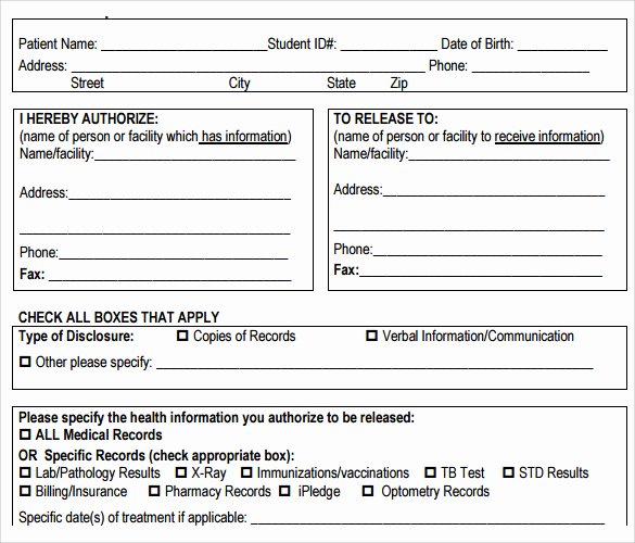 Medical Record Release form Lovely Sample Medical Records Release form 9 Download Free