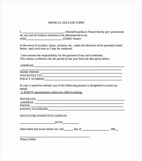 Medical Release form Template Awesome Sample Medical Release form 10 Free Documents In Pdf Word