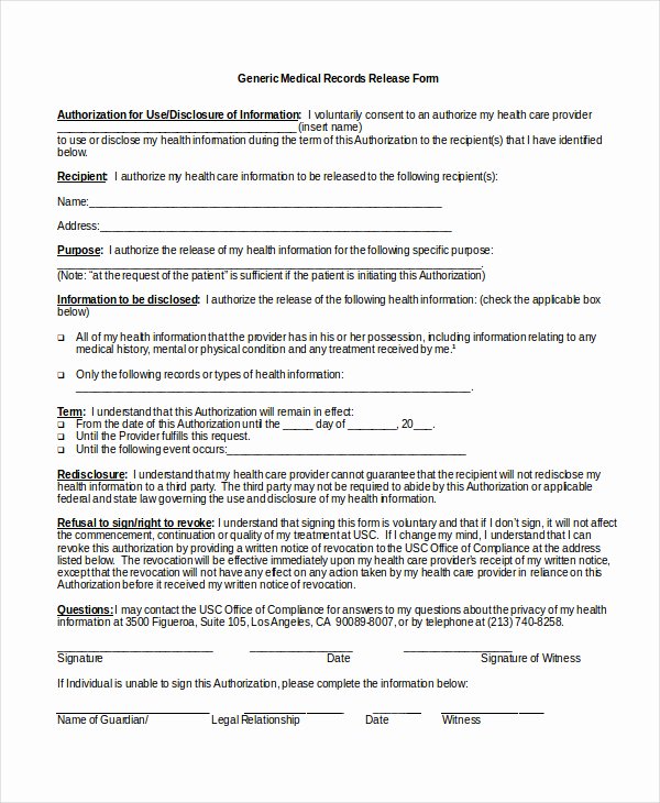 Medical Release form Template Elegant Authorization Release form