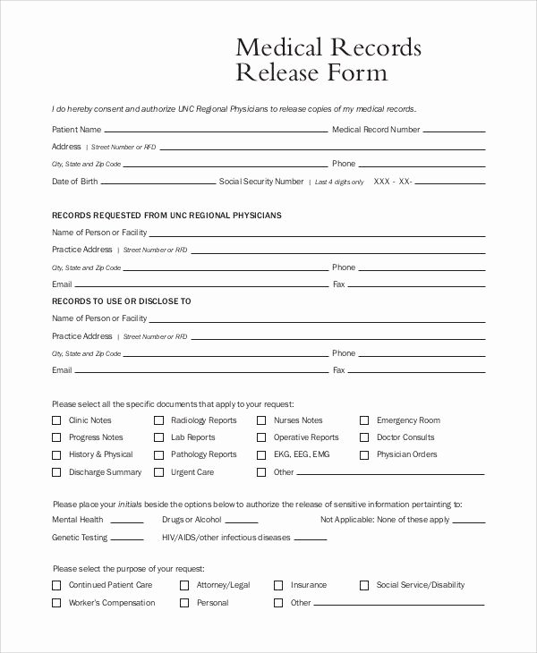Medical Release form Template Elegant Generic Medical Records Release form Template