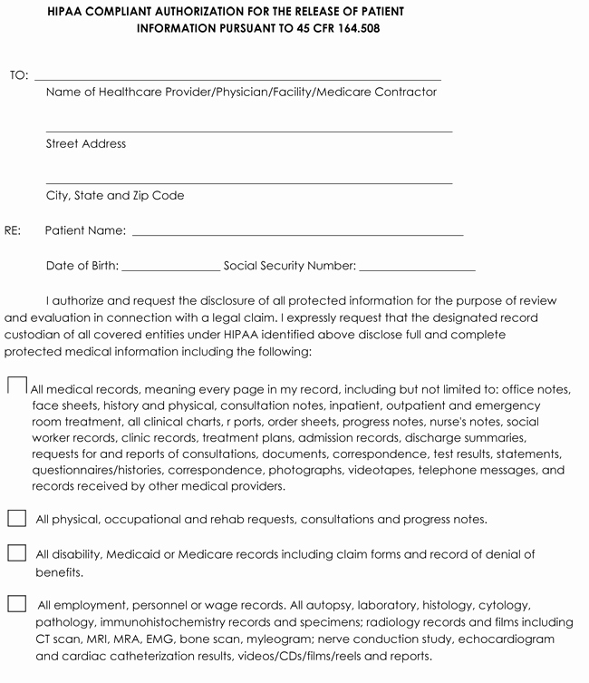 Medical Release form Template Elegant Medical Records Release form Templates Free Printable forms