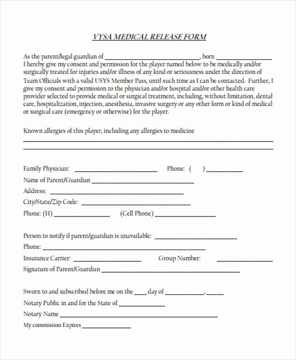 Medical Release form Template Fresh Free 23 Patient Release form In Template