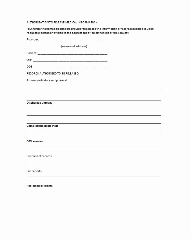 Medical Release form Template Luxury 30 Medical Release form Templates Template Lab
