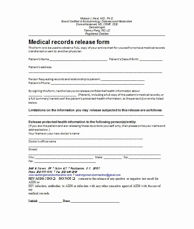 Medical Release form Template New 30 Medical Release form Templates Template Lab