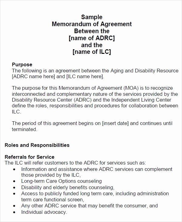 Memorandum Of Understanding Sample Beautiful Memorandum Of Agreement 9 Free Pdf Doc Download