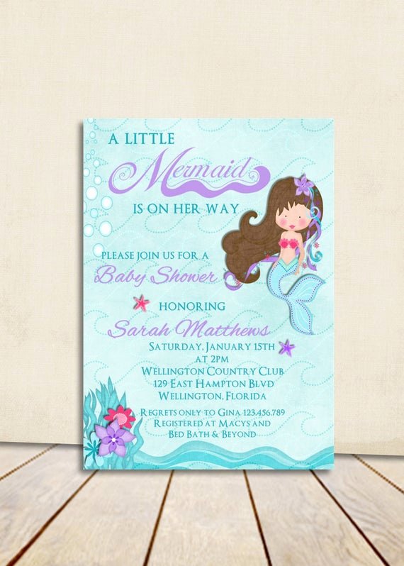 Mermaid Baby Shower Invitations Fresh Mermaid Baby Shower Invitation Teal and Lavender Little