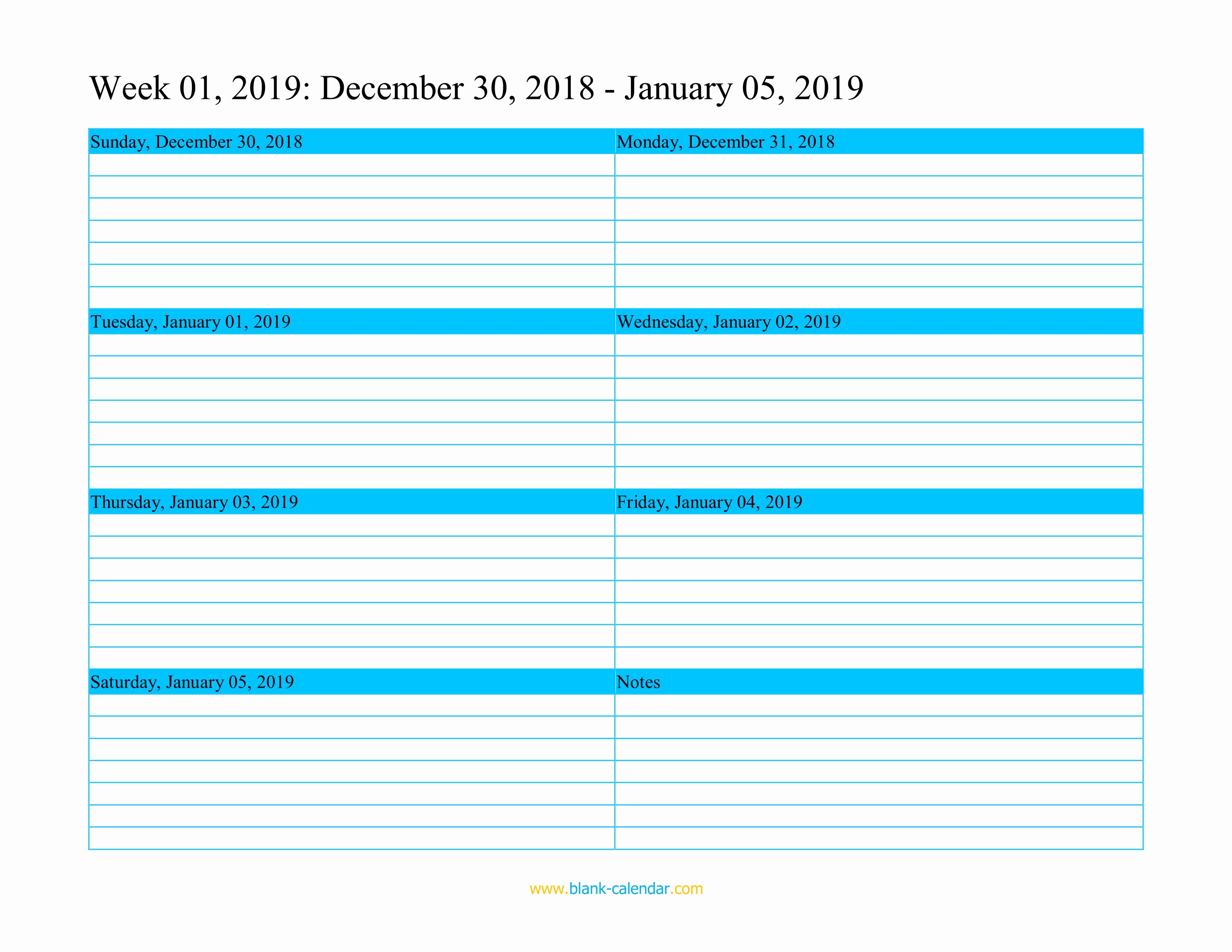 Microsoft Calendar Templates 2019 Elegant Weekly Calendar 2019 Word Excel Pdf