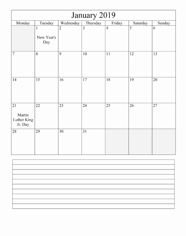 Microsoft Office Calendar Templates 2019 Lovely Free January 2019 Calendar In Printable format Templates