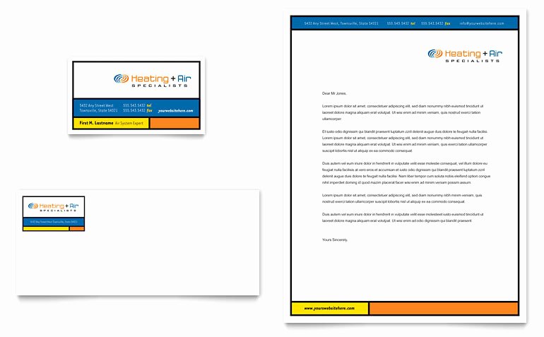 Microsoft Word Letterhead Template Beautiful Heating &amp; Air Conditioning Business Card &amp; Letterhead