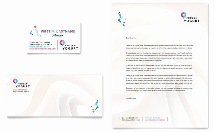Microsoft Word Letterhead Template Unique Frozen Yogurt Shop Business Card &amp; Letterhead Template Design