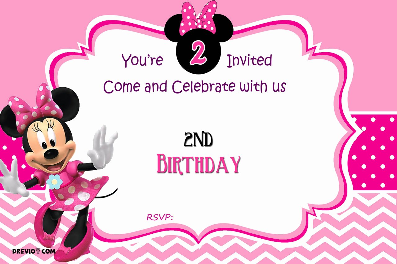 Minnie Mouse Birthday Invitations Inspirational Free Minnie Mouse 2nd Birthday Invitation Template