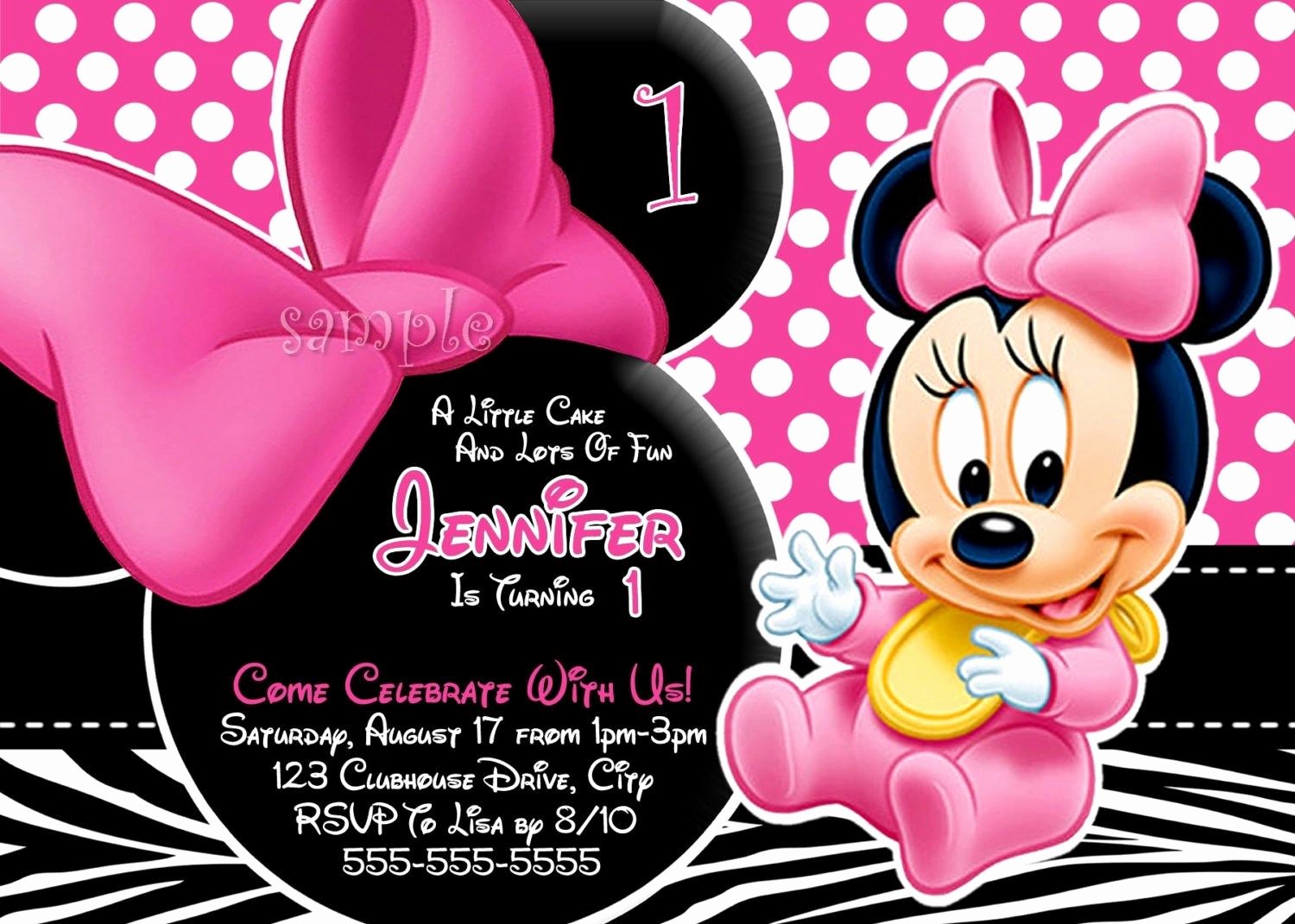 Minnie Mouse Birthday Invitations Unique Free Minnie Mouse Invitation Template Minnie Mouse First