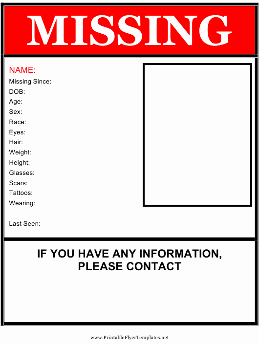 Missing Person Poster Template Awesome Red Missing Person Poster Template Download Printable Pdf