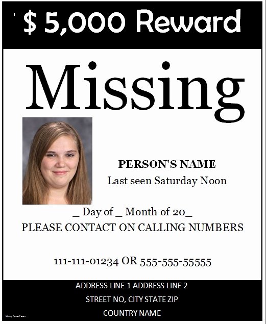 Missing Person Poster Template Best Of Missing Poster Template