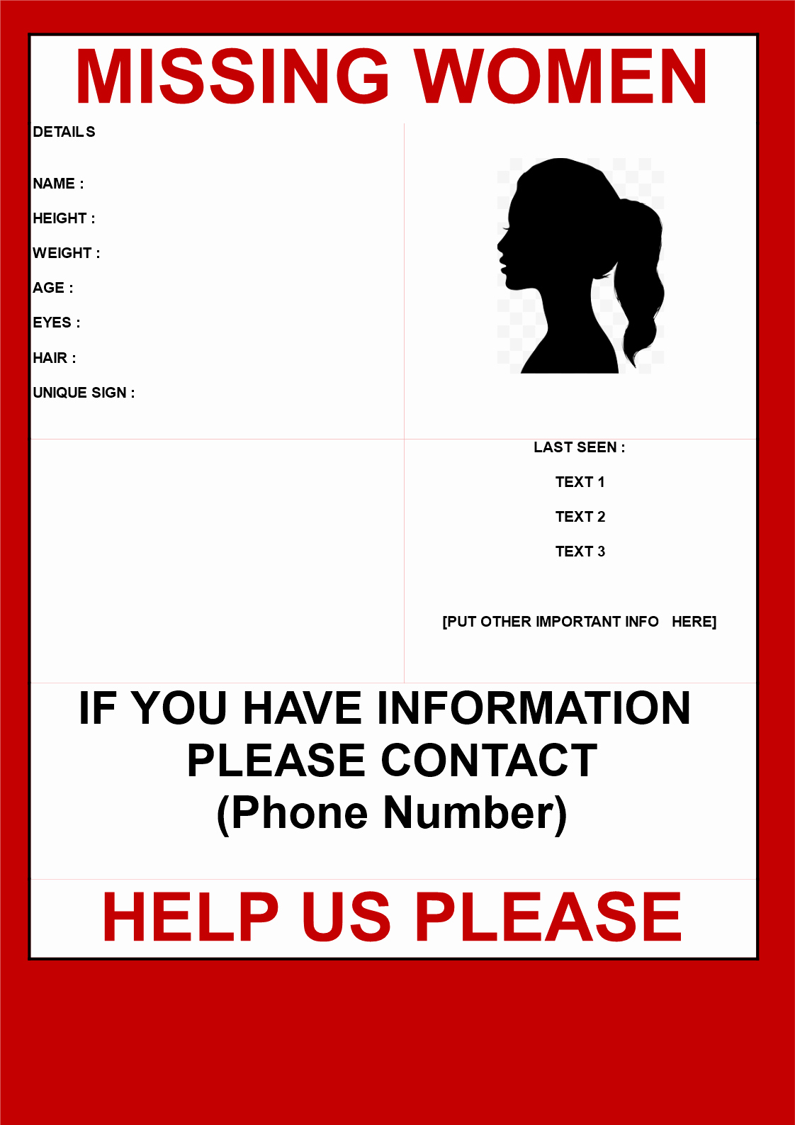 Missing Person Poster Template Elegant Missing Woman Poster Template
