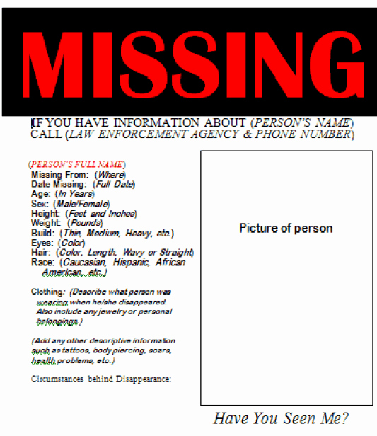 Missing Person Poster Template Fresh 21 Free Missing Poster Word Excel formats