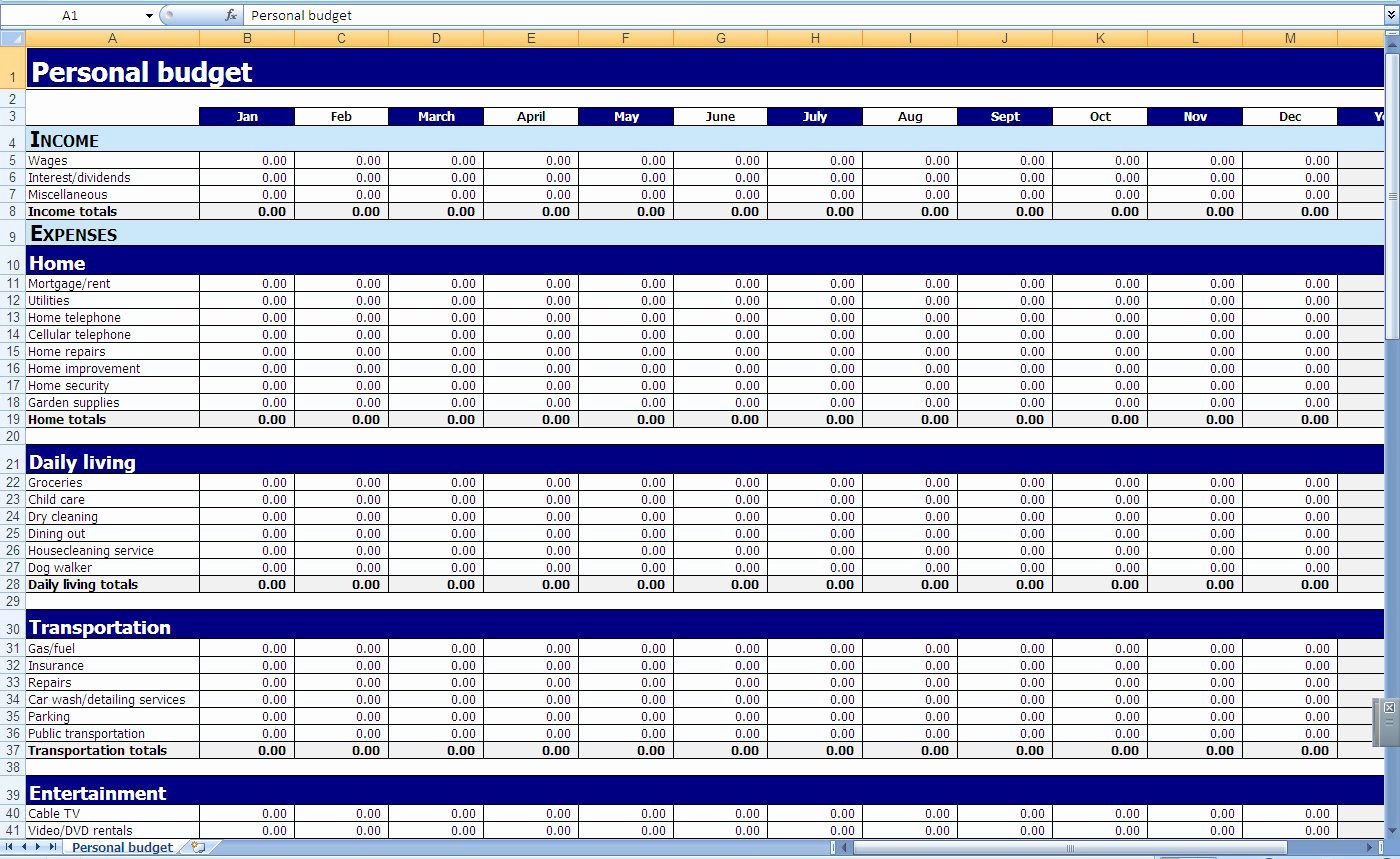 Monthly Budget Excel Spreadsheet Template Lovely Free Printable Personal Bud Worksheet