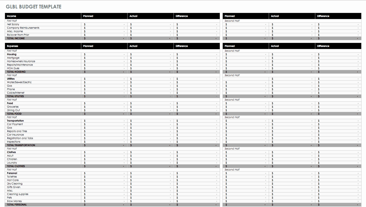 Monthly Budget Excel Spreadsheet Template Unique Free Monthly Bud Templates
