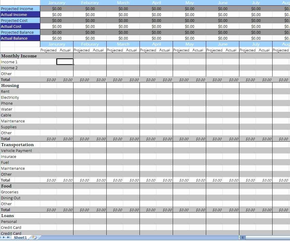Monthly Budget Excel Spreadsheet Template Unique Monthly Bud Spreadsheet for Excel