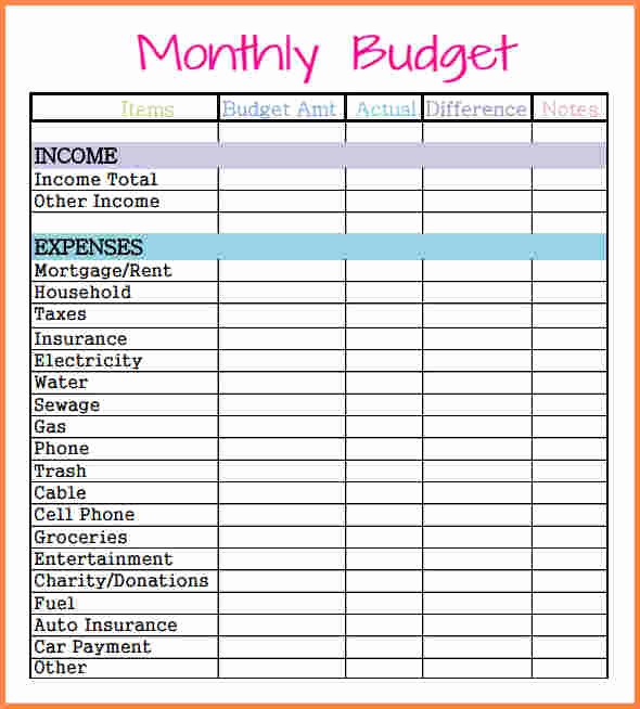 Monthly Budget Excel Spreadsheet Template Unique Monthly Bud Worksheet Excel