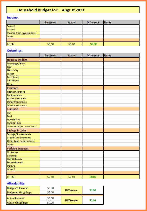 Monthly Budget Excel Template Best Of 10 Household Monthly Bud Spreadsheet