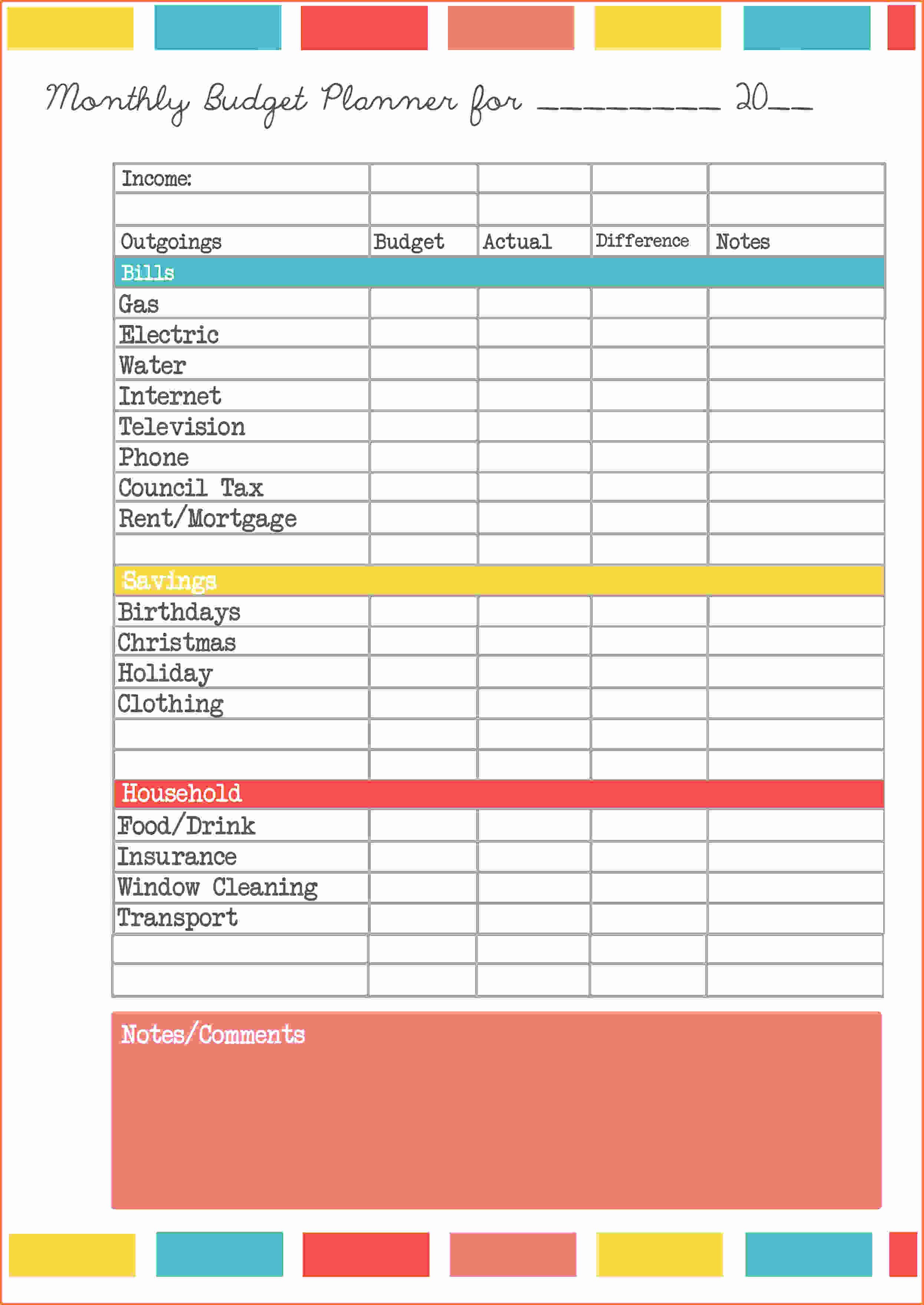 Monthly Budget Planner Template Beautiful Bill Spreadsheet Pdf Printable Spreadshee Bud Worksheet