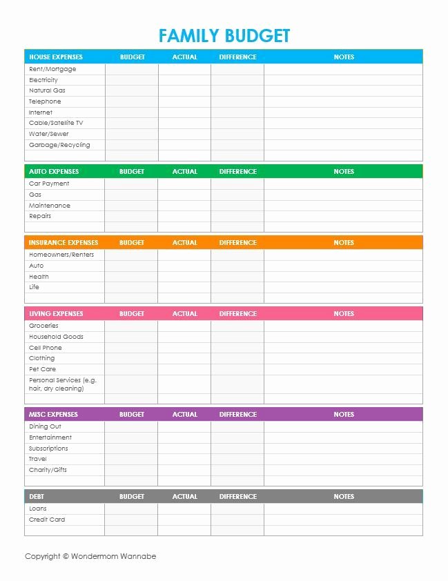 Monthly Budget Planner Template Unique Free Printable Family Bud Worksheets