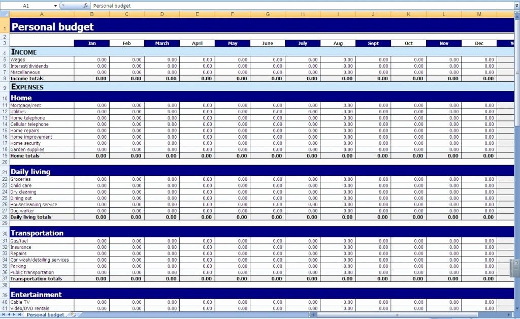 Monthly Budget Template Excel New Monthly Bud Spreadsheet Home