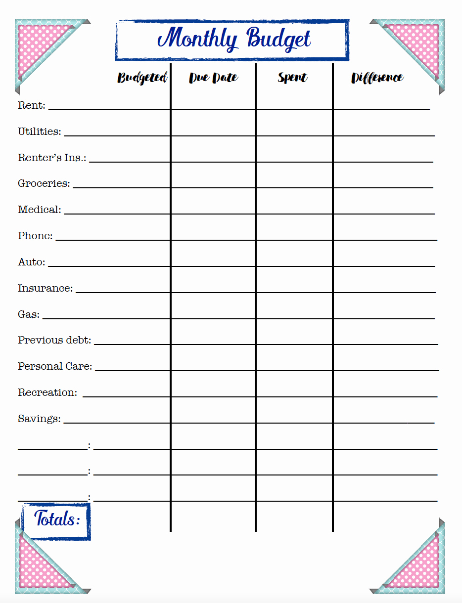 Monthly Budget Worksheet Pdf Beautiful Free Bud Ing Printables Expense Tracker Bud &amp; Goal