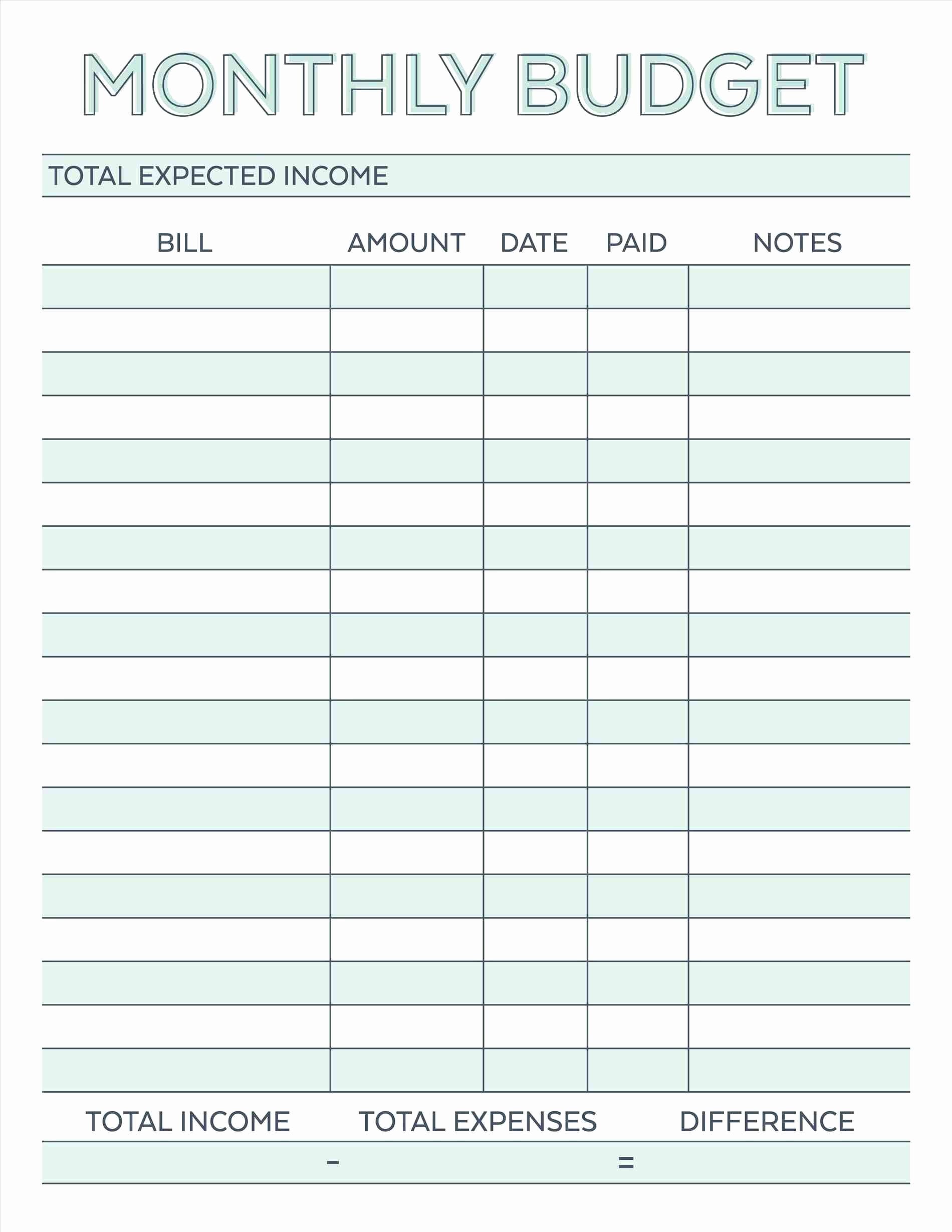 Monthly Budget Worksheet Pdf Fresh 7 Simple Monthly Bud Template
