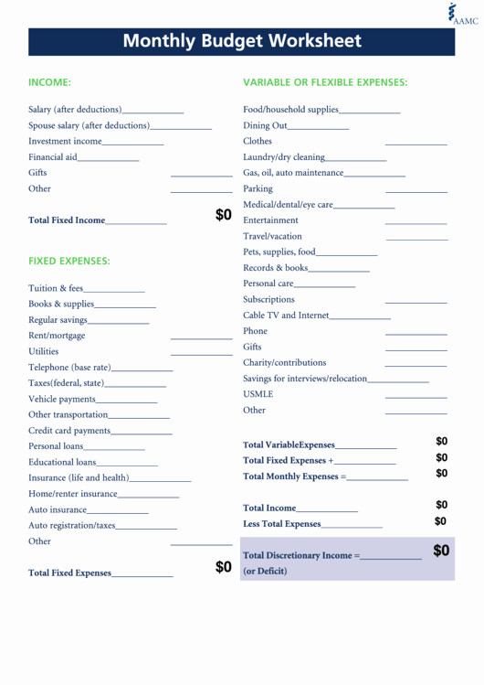 Monthly Budget Worksheet Pdf Inspirational Fillable Monthly Bud Worksheet Template Printable Pdf
