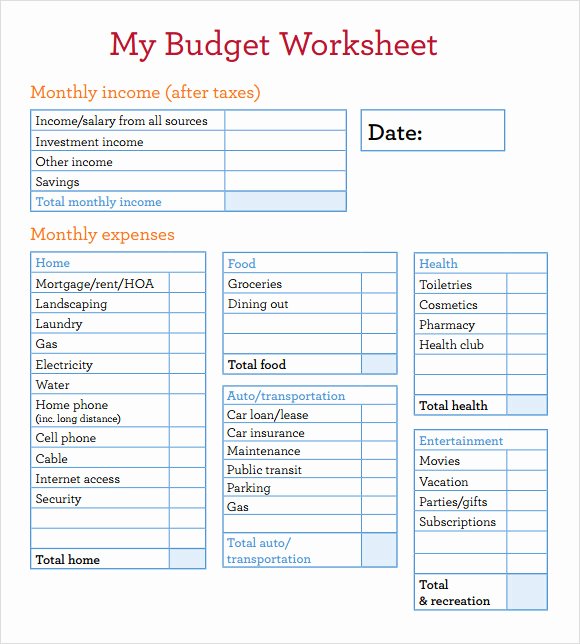 Monthly Budget Worksheet Printable Beautiful Sample Bud Worksheet 12 Documents In Pdf Excel Word