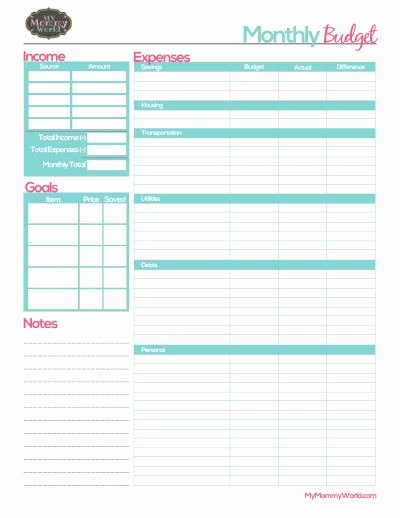 Monthly Budget Worksheet Printable Elegant Free Printable Monthly Bud form