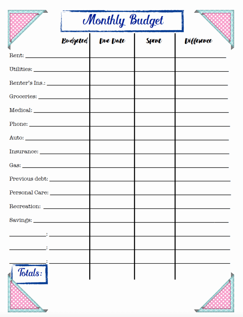 Monthly Budget Worksheet Printable Inspirational Free Bud Ing Printables Expense Tracker Bud &amp; Goal