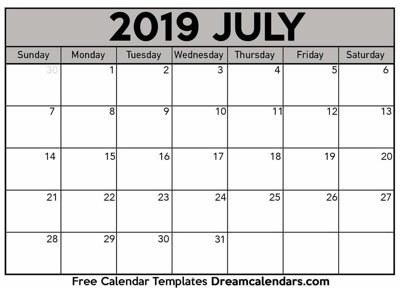 Monthly Calendar Template 2019 Inspirational Printable Blank July 2019 Calendar On We Heart It