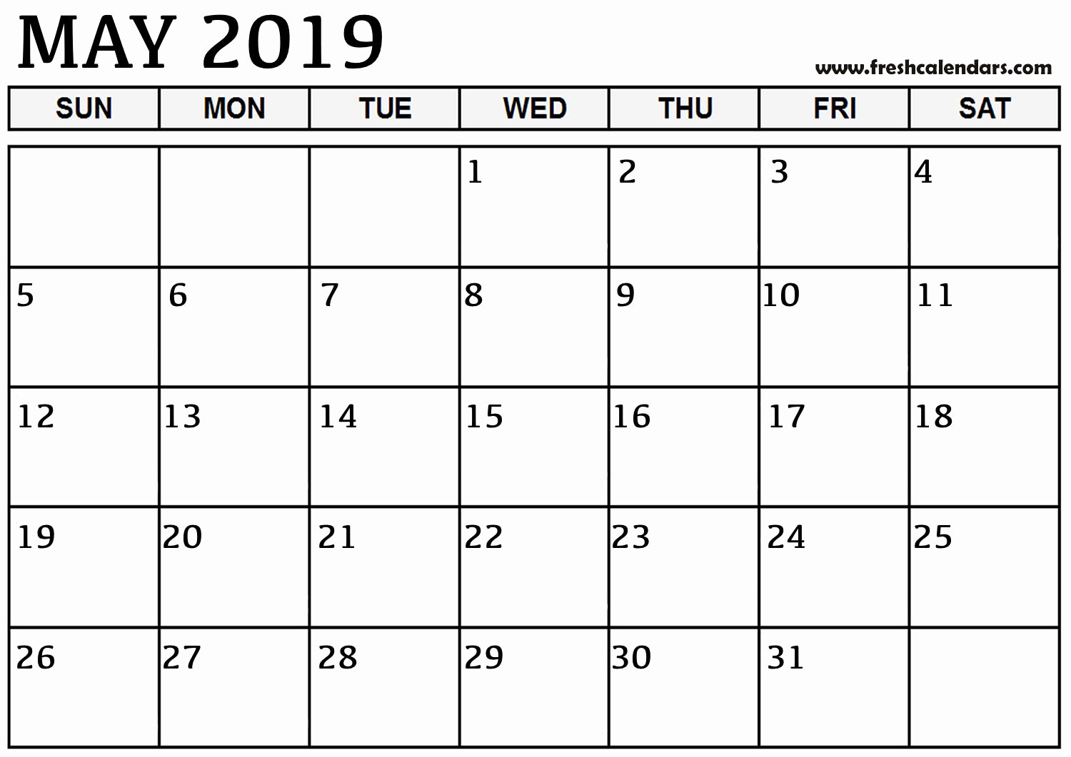 Monthly Calendar Template 2019 Luxury May 2019 Calendar Printable
