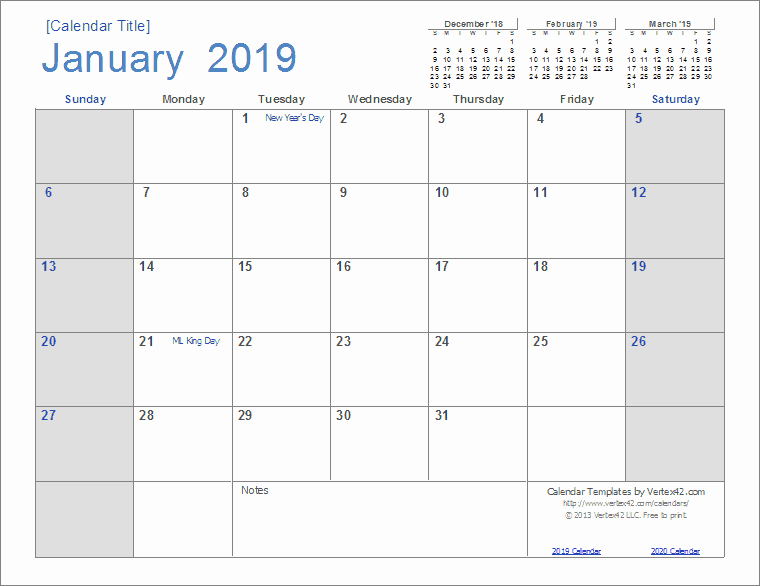 Monthly Calendar Template 2019 New 2019 Calendar Templates and