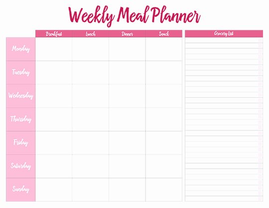 Monthly Meal Planner Template Inspirational Printable Weekly Meal Planners Free