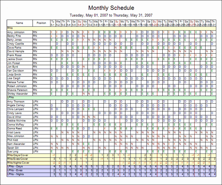 Monthly Schedule Template Excel Unique Monthly Employee Schedule Template Excel – Planner