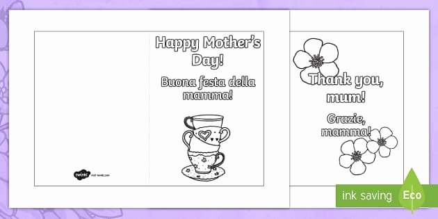 Mothers Day Card Template Best Of Mother S Day Card Templates Colouring English Italian